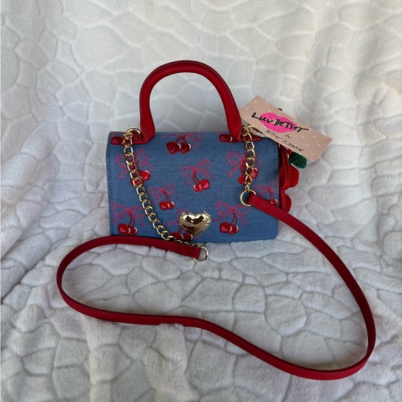 Betsey Johnson Blue and Red Cherry Mini Bag - Picture 12 of 13
